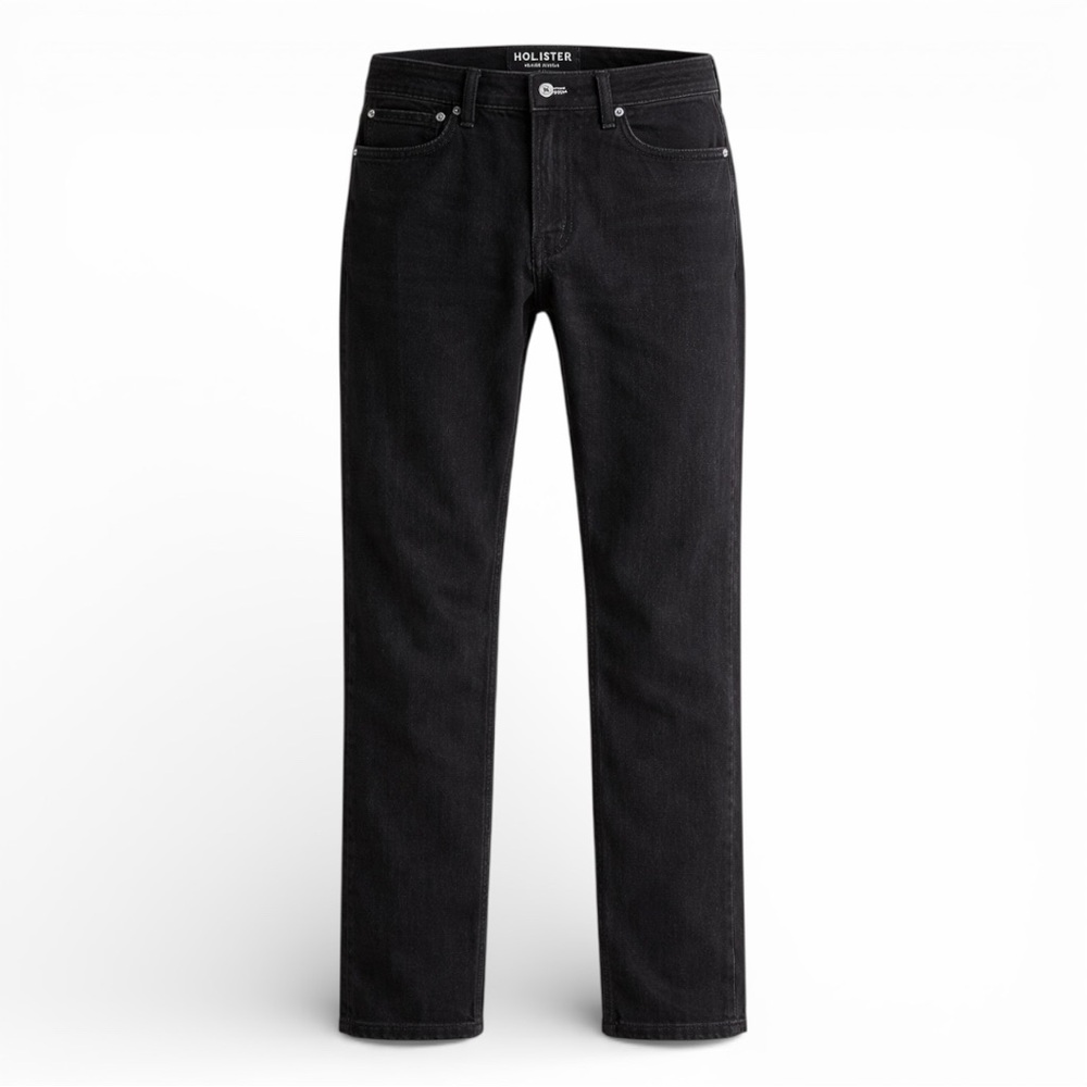 Hollister Epic Flex Black Jeans Men’s W30 L30 Straight Leg EUC Clean Wash